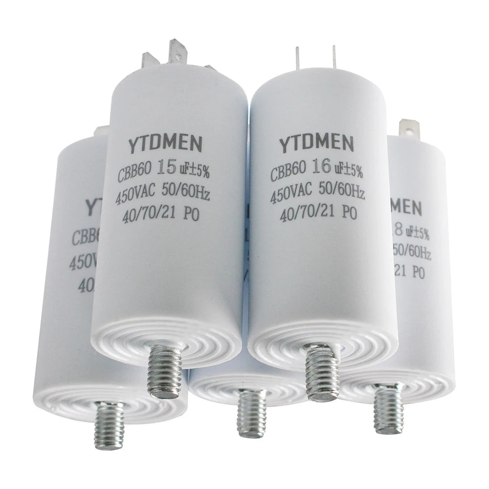CBB60 Capacitor with Screws AC 450V 4 Pin Dual Insert Motor Run Capacitors 4UF-60UF for Washing Machine Air Water Pump 12uf 16uf