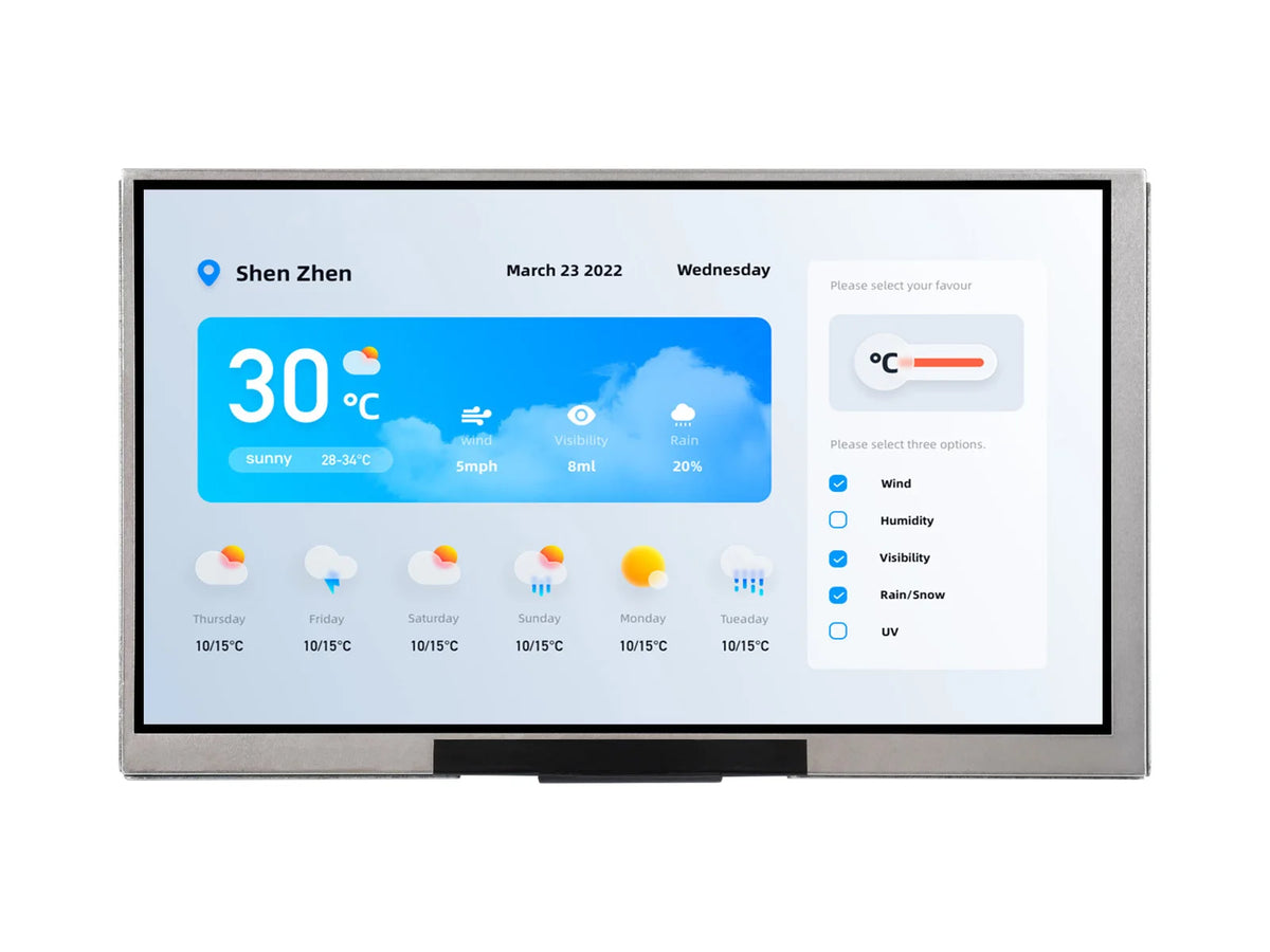 Waveshare ESP32-S3 7inch Display Development Board Type B,ESP32 with Display,1024×600,Optional for Touch,Supports WiFi&Bluetooth