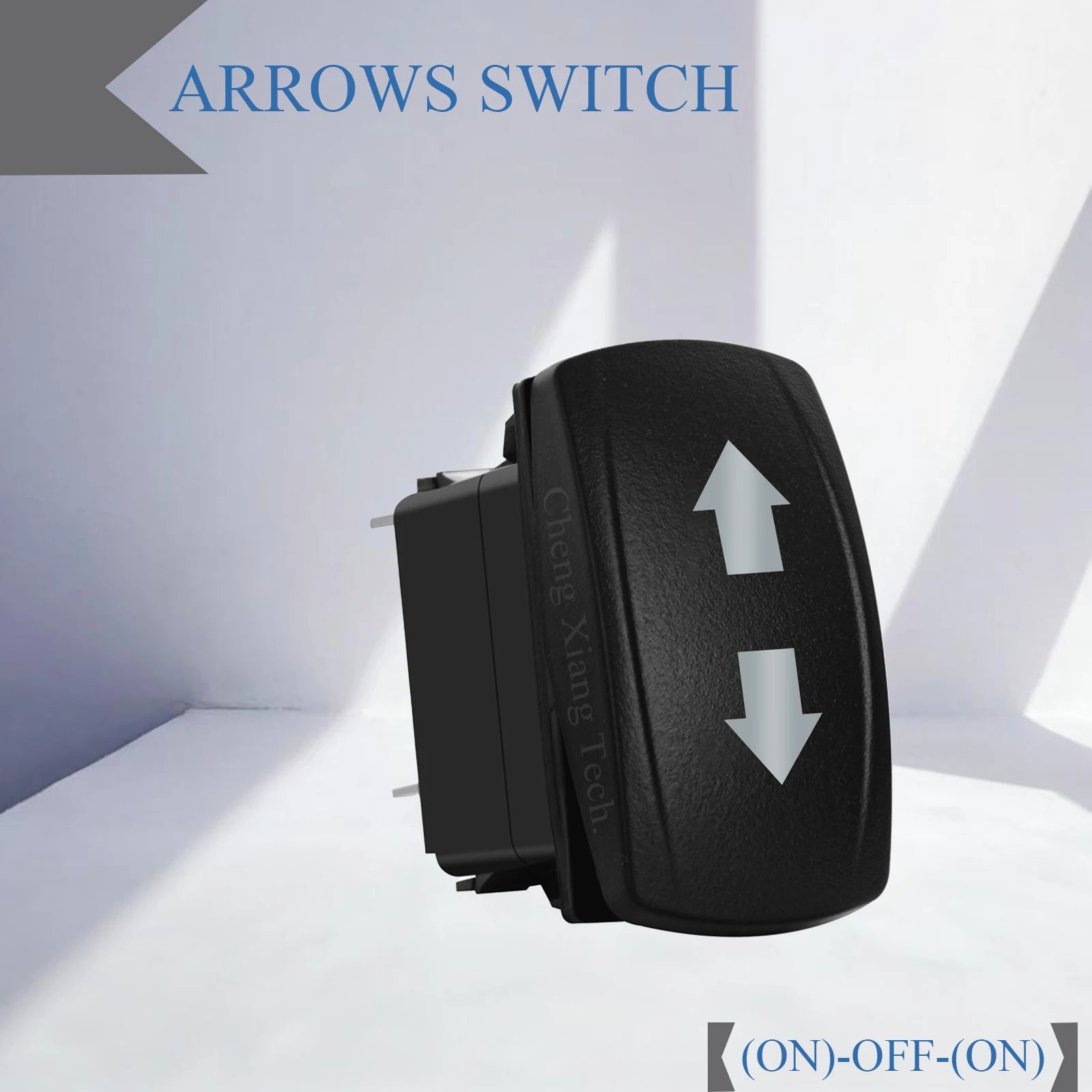 12V Arrow Up Down Rocker Switch White Led 7Pin On-Off-On, Momentary (On)-Off-(On) Toggle Switch Waterproof DPDT Button Switch