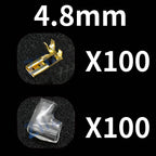 100/200Pcs Gold/Silver Electric Flag/Right Angle Crimp Terminal Wire Connector  Set2.8 4.8/6.3mm Female+sheath  Brass Car ZiiZ