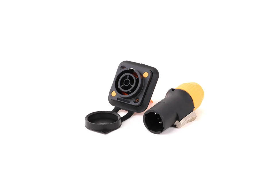 2pcs 3Pins Waterproof IP65 Grade Locking Powercon Male Plug Jack Female Chassis Socket Cable Wire Connector