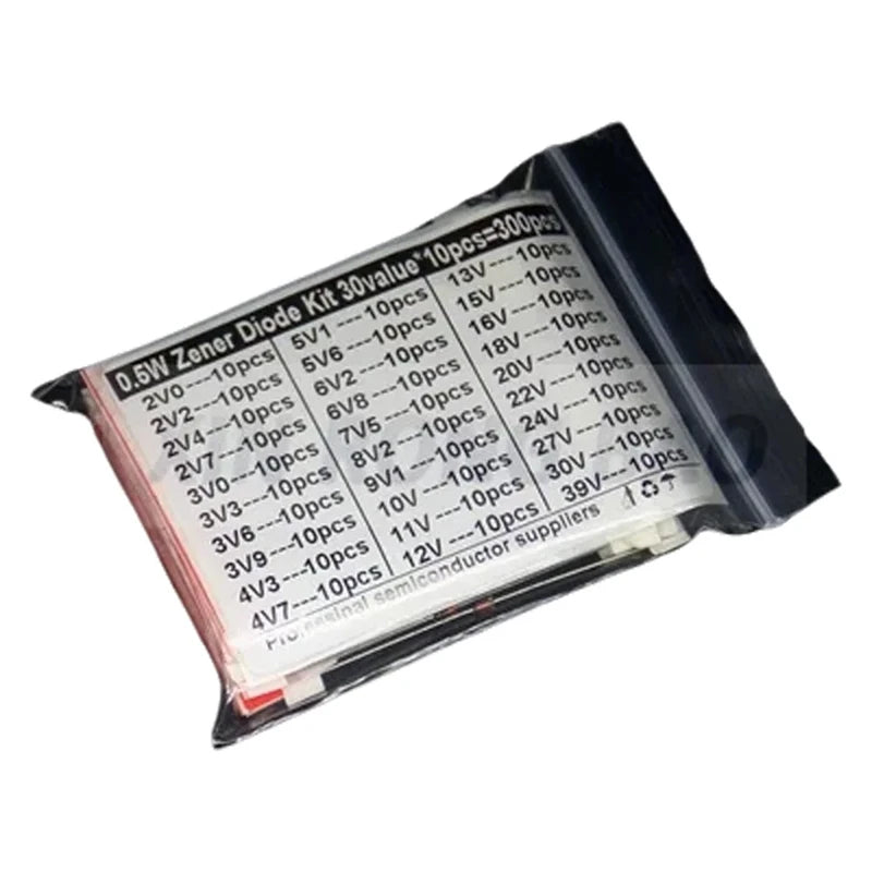 300PCS=30Values*10pcs 2V~39V Diode Kit 0.5W Zener Voltage Regulator 39V 30V 27V 24V 22V 20V 18V 16V 15V 13V 12V 11V 10V..Assort