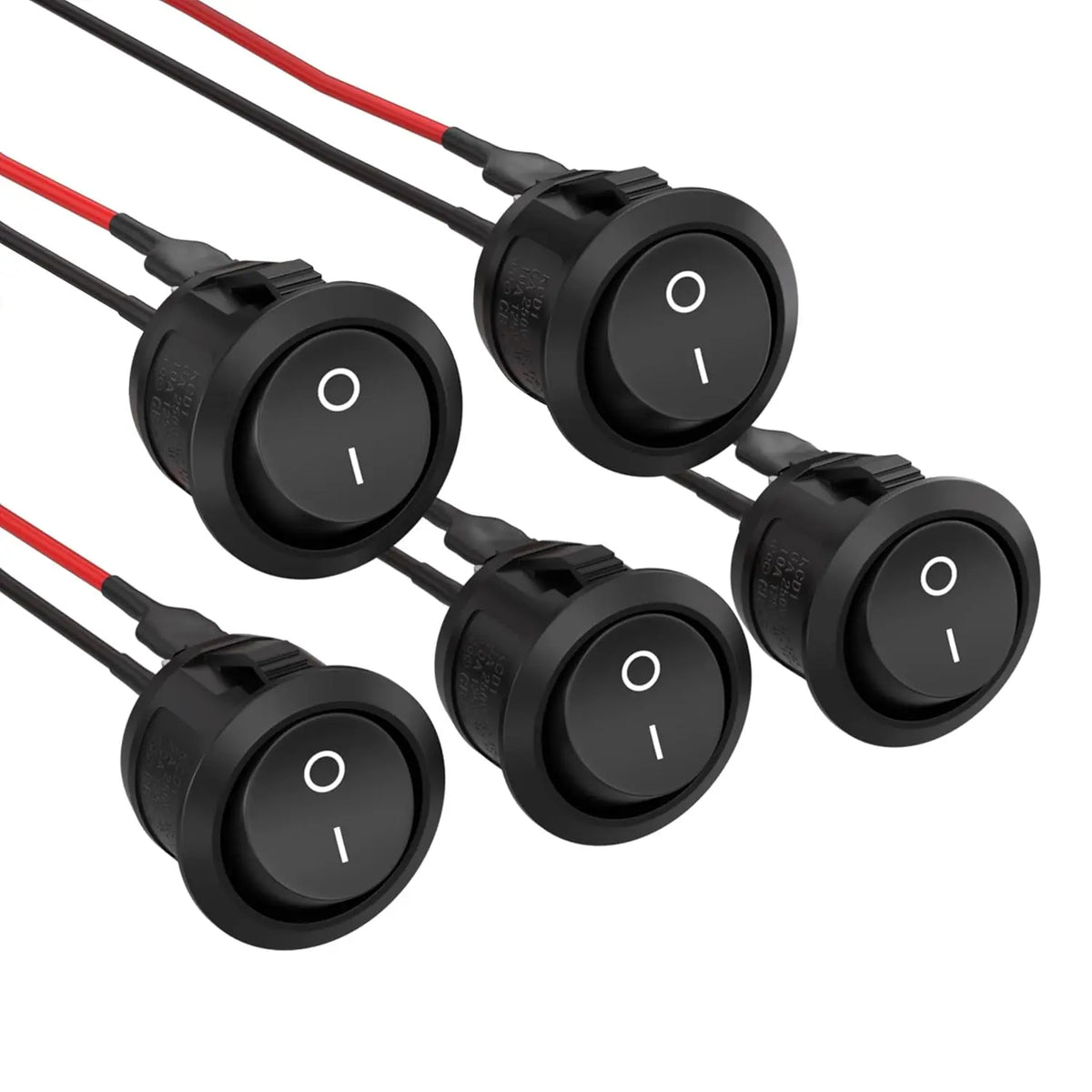 5/10pcs Mini Round Rocker Switch 15mm Spst Open/Off 12V Dc Power Supply Easy to Install Durable Nylon and Terminal