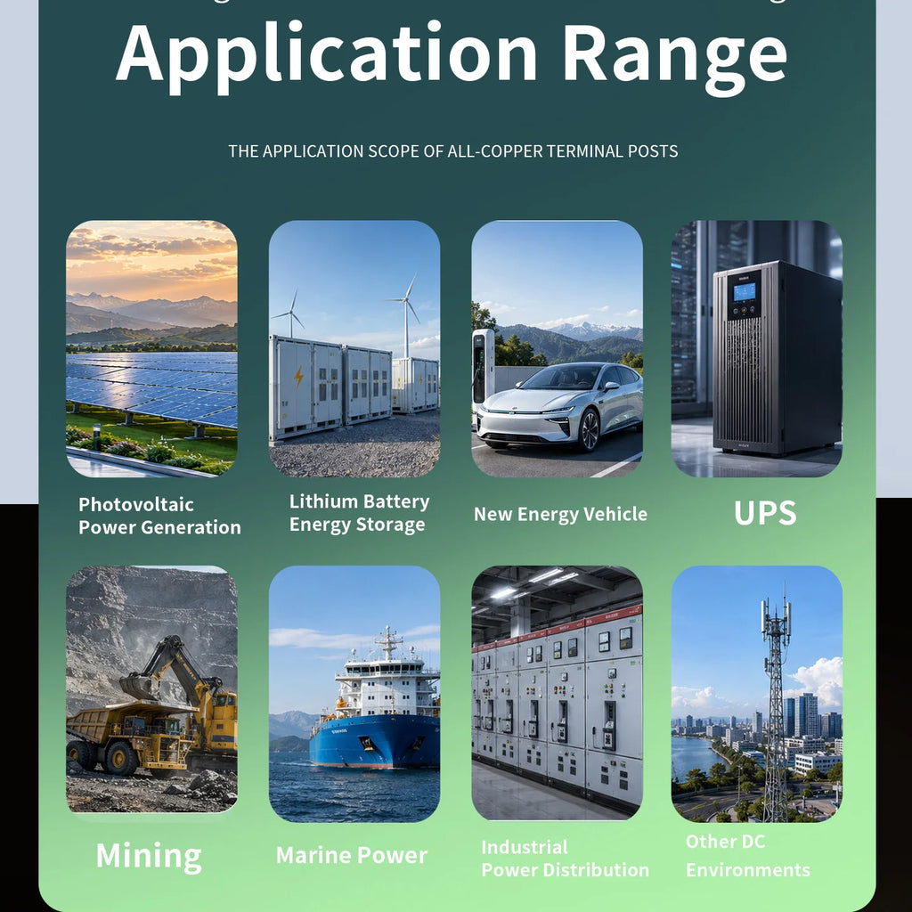 M6 M8 High Current Energy Storage Terminal All Copper Binding Post 150A 250A 300A Lithium Battery Inverter Terminal Connectors