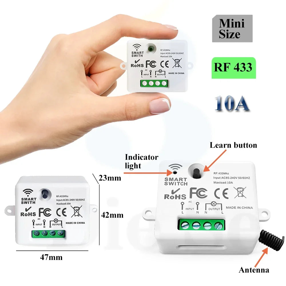 Diese 86 Switch Panel ON/OFF Touch Switch Wireless Light Switch 433Mhz Remote Control ,AC 85V~240V 10A Interruptor for Lighting