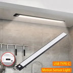 10-60cm USB Rechargeable Ultra-Thin Motion Sensor Light Magnetic Mount  3-Color Adjustment Under Cabinet Light for Home Office