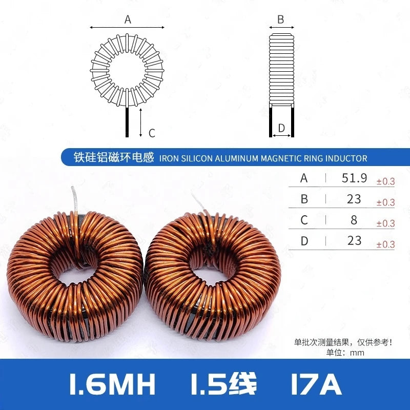 1pcs 47mm Iron Silicon Aluminum 1/1.5/2/3/4 Mh 184125 Charging Pile Pfc Lc Filter Inductor Dc-dc