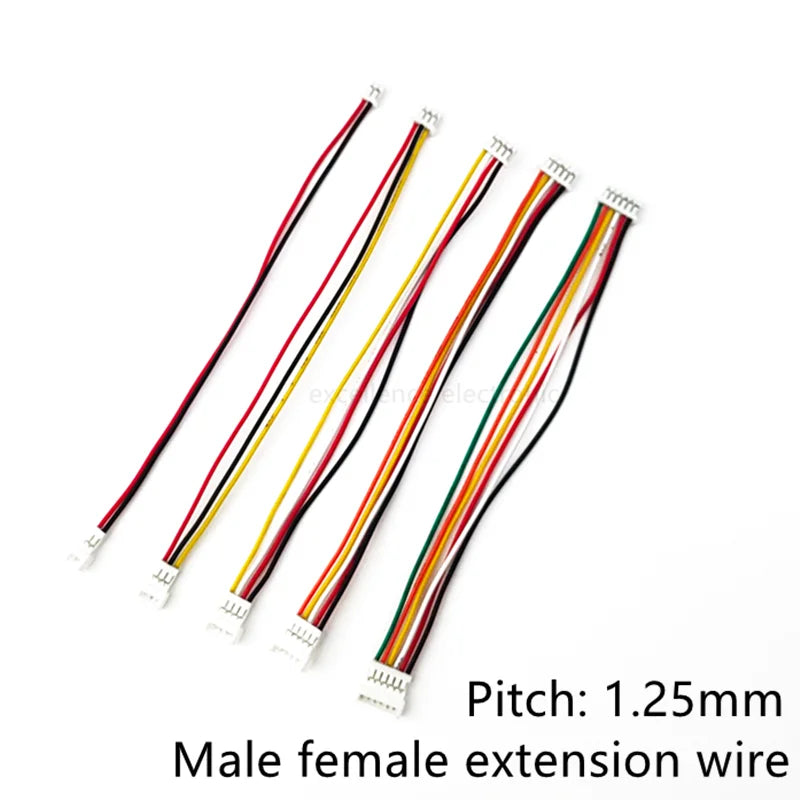 5PCS JST 1. 25mm Male Female Extension Wire 2p 3p 4p 5p 6p Double Head Air Connection Cable Pair Plug Electronic Terminal Line