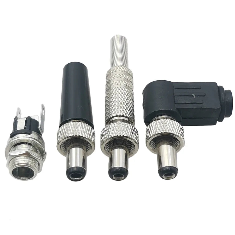 1pc 5.5 X 2.1 2.5MM Screw Locking DC Power Connector Female Plug & Metal Panel Mount Socket Locable Secure Standard Plug Socket