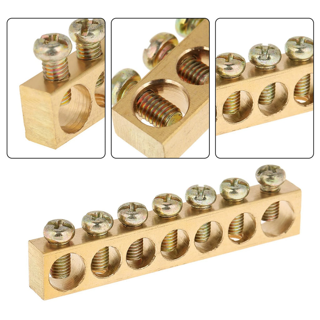 Ground Bar 7‑Hole Electrical Distribution Wire Screw Terminal Brass Ground Neutral Bar Terminal Bar