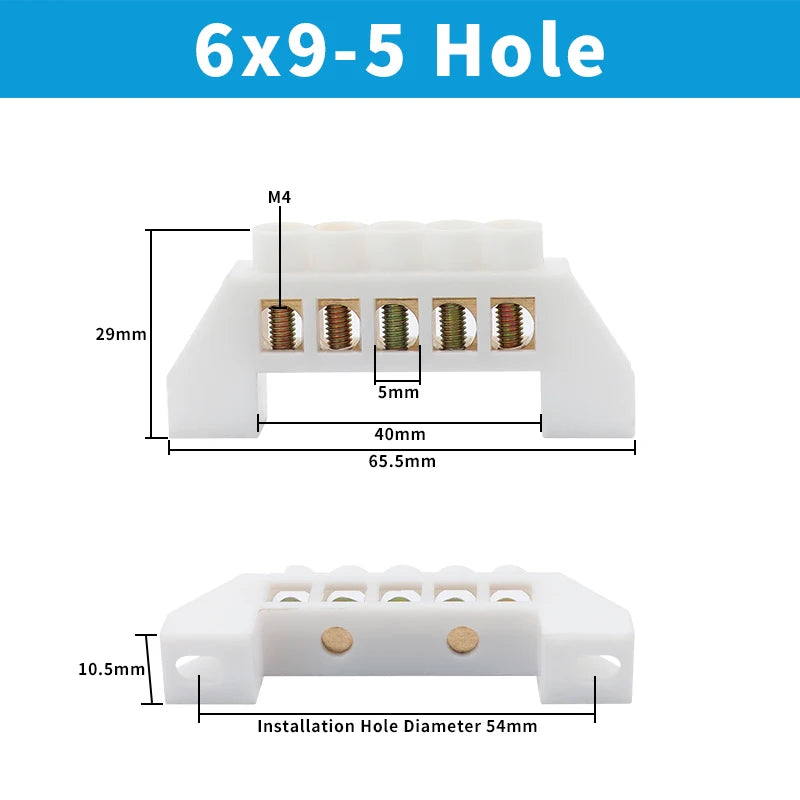 OMCH Terminal Bar 7x10 9x14mm Brass Ground Neutral Block High Conductivity Bridge Connector for Power Distribution Cabinet