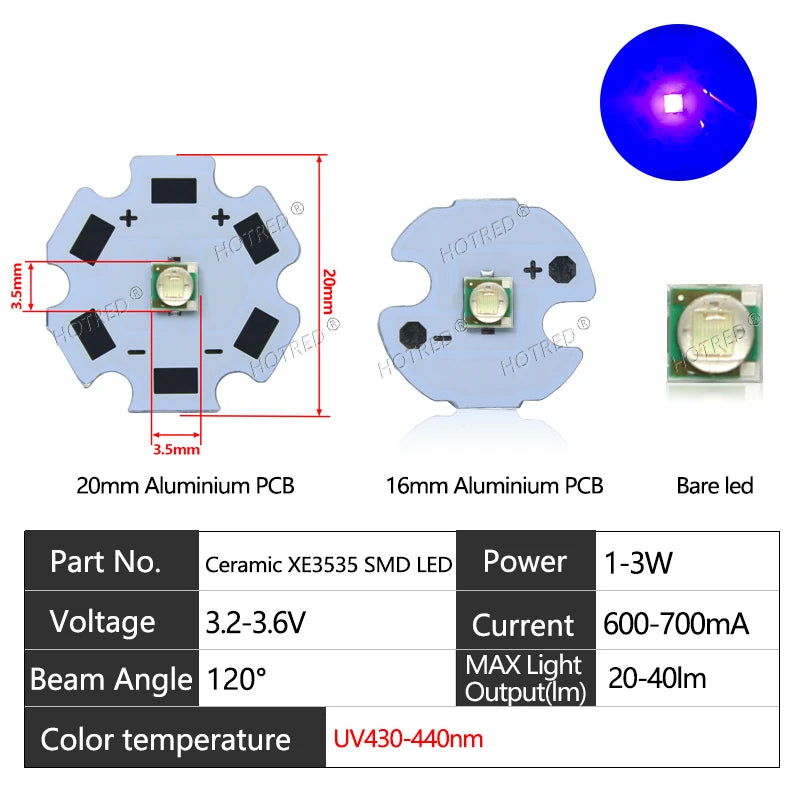 10-100pcs 1W 3W LED Beads 3535 SMD 3W Chip Deep Red Green Royal Blue UV 395nm 410nm 365nm IR 730nm 850nm 940nm Amber 595nm Lamp