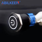 ABILKEEN 16/19/22MM Black Shell Metal Push Button Switch 1NO1NC Momentary/Latching Power Control Push Button with LED Light