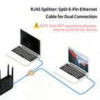RJ45 1 to 2 Ethernet Splitter Adapter, Dual LAN Port Network Socket Extension Plug, 8P8C RJ45 Connector for Cat5 Cat5e Cat6
