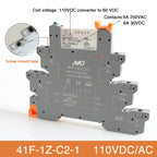 Din Rail Slim Relay Module 41F-1Z-C4-1 Integrated PCB Mount Power Relay With Relay Holder  Relay Socket 6.2mm
