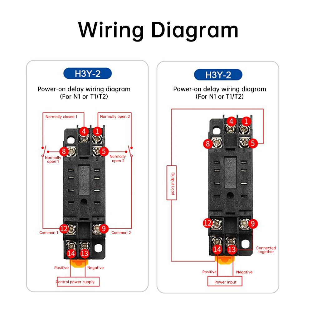 DC12V DC24V AC220V Digital Time Relay Mini Power-on Delay Controller Time Relay Cycle Time Control Delay Device with Base Socket