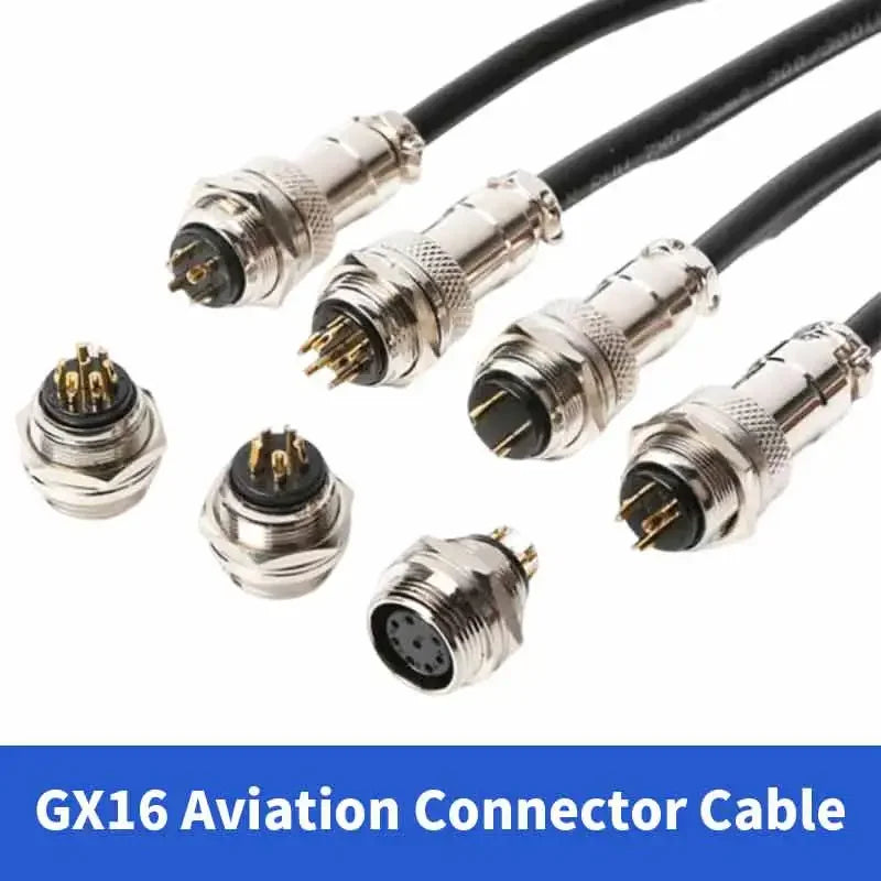 GX16 3 4 5 6 7 8 Pin Connector Cable Pure Copper Gold-plating 16MF GX16F Pin AB Reversed Aviation Plug Socket with Wire 0.3-3M