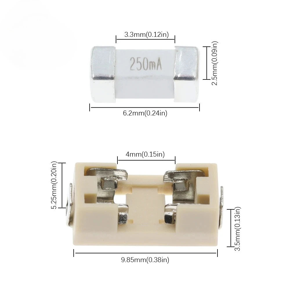 50PCS 1808 Fuse 125V 0451 1A 1.5A 2A 3A 4A 5A 6.3A 7A 8A 10A 15A 20A 25A 30A 250mA 500mA SMD Fast blow Fuse Ultra-rapid Fuse