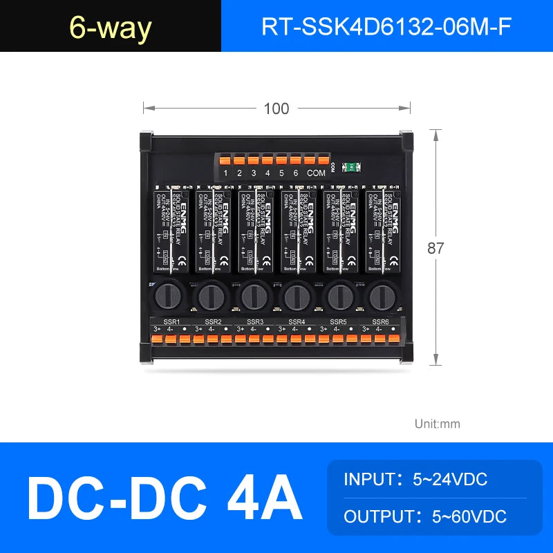 ENMG DC Inline 2 4 6 8 10 12 16-Way Solid State Relay Module RT-SSK Non-contact DC PLC AC Amplifier Board 5-24V Fuse Protections
