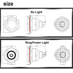 25MM30MM Metal Push Button Switches Power Symbol Waterproof LED Indicator Momentary Latching Start Stop Power On Off Switch