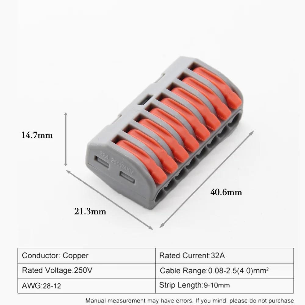 10/50/100PCS Push-in Electrical Wire Terminal Block Connector Fast Universal Lever Wire C Docking Electrical Connection 32A 250V