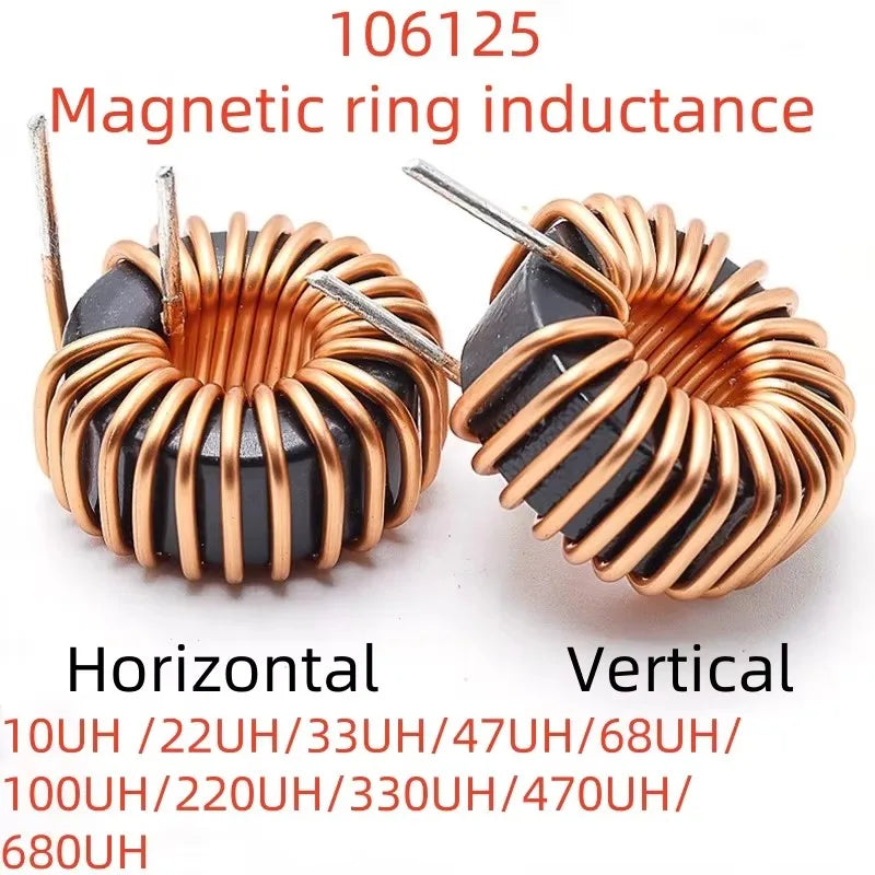 1Pcs High Current Magnetic Ring Inductor 106125-10uH 22uH 33uH 47uH 68uH 100uH Energy Storage Inductor Ring Inductor Choke Coil