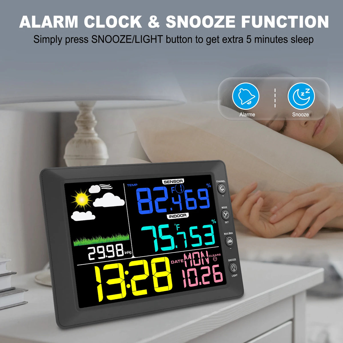 2025 Digital Thermometer Wireless Weather Station with 8.3'' Color Touchscreen 3-in-1 Thermo-hygrometer Sensor Dew Point Monitor