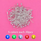 SAMIROB 60/100Pcs 3mm LED Diode Kit F3 Schottky Assorted Diode Red White Green Blue Yellow Orange Pink Purple Warm White for DIY