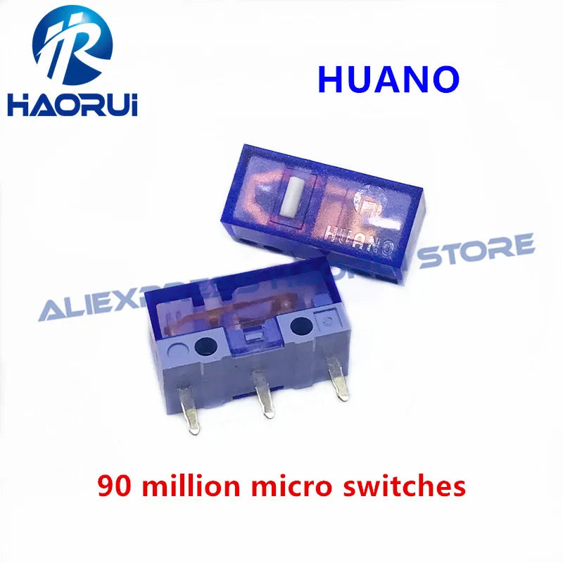 10Pcs HUANO Transparent Green Yellow Purple micro switch 90 / 100 / 120 million click lifespan computer mouse microswitch button