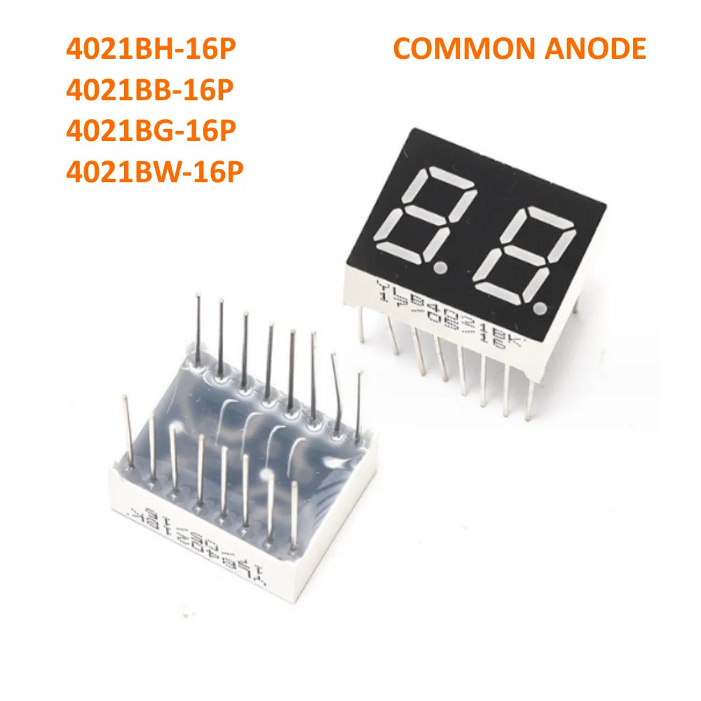 10PCS 4021BH 4021BB 4021BG 4021BW 0.4 Inch Common Anode Two Digit Seven Segment Led Display Tube 16Pin Red Blue Green White
