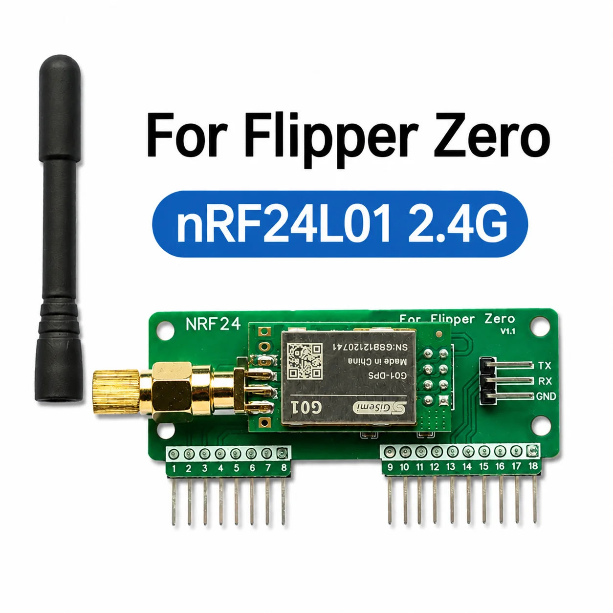 Flipper Zero NRF24L01 Expansion Board, 2.4GHz Development Module with Antenna, Sniffer & Mouse Jacker PINGEQUA