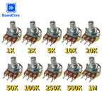 5/10PCS WH148 Potentiometer 15mm Shaft 3Pin B1K B5K B10K B20K B50K B100K B500K Linear Audio Volume Control with Nuts & Washers
