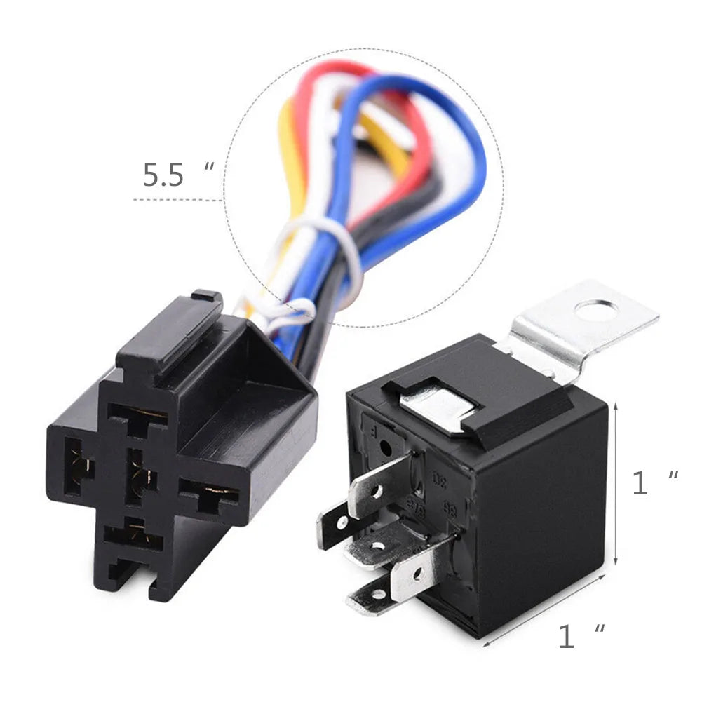 1PCS DC 12 24V 40A 4 5-Pin AMP Waterproof Relay Harness Tinned Copper Wires 5-PIN SPDT For  Boat Auto Fan Car relay With Socket