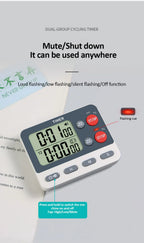 Digital Dual Kitchen Timer with Magnetic Back & Memory Presets, 2 Groups Countdown/Up Stopwatch Timer for Cooking, Baking