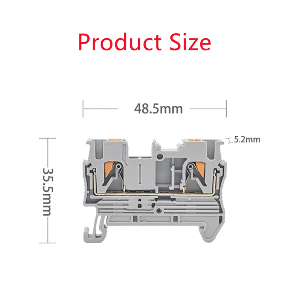 10Pcs PT2.5 Push-in Terminal 2.5mm² Cable Wire Electrical Connector DIN Rail Terminal Block Feed-Through Strip Plug PT-2.5