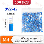500PCS Fork Crimp Terminal M4/M5/M6 Spade Plugs Pre-insulated Ferrules Lugs For Splice Electricals Cable Wire End Connectors