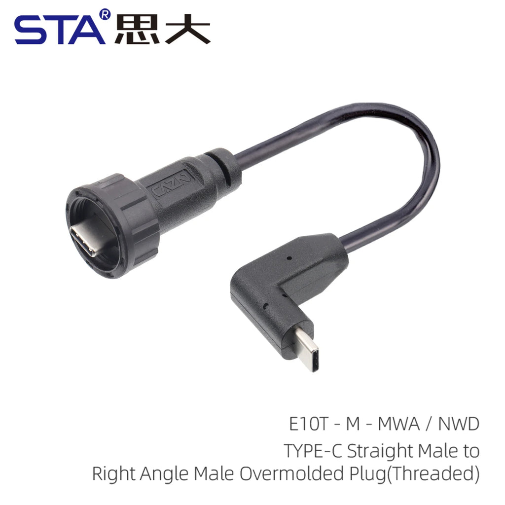 Type-C 3.1/USB A IP68 Waterproof Circular Connector Male to Female Aviation Plug 20Gbit/s PD60W Outdoor Fast Data Charging Cable