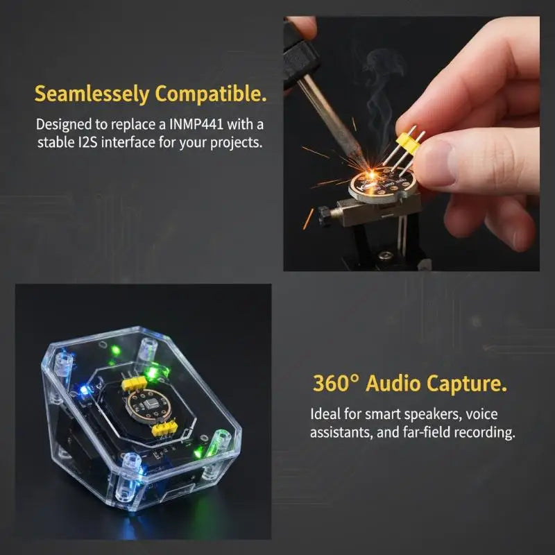 1 Set Digital ICS 43434 MEMS Microphone Omnidirectional I2S Output Ultra Low Power for Mobile Device Audio Projects