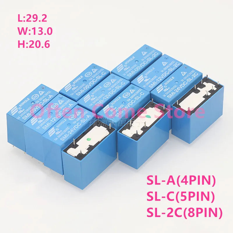 5Pcs New Original SMI- 05V 12V 24VDC -SL-2C SMI-05VDC-SL-A SMI-12VDC-SL-C SMI-24VDC-SL-2C 10A 4/5/8PIN 5V 12V 24V power relay
