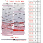 DIP SMD Zener Diode Fast Switching Schottky TVS Diode Assorted Kit 1N4007 1N5408 FR207 1N5819 1N5822 1N4148 10A10 M7 SS14 2V-47V