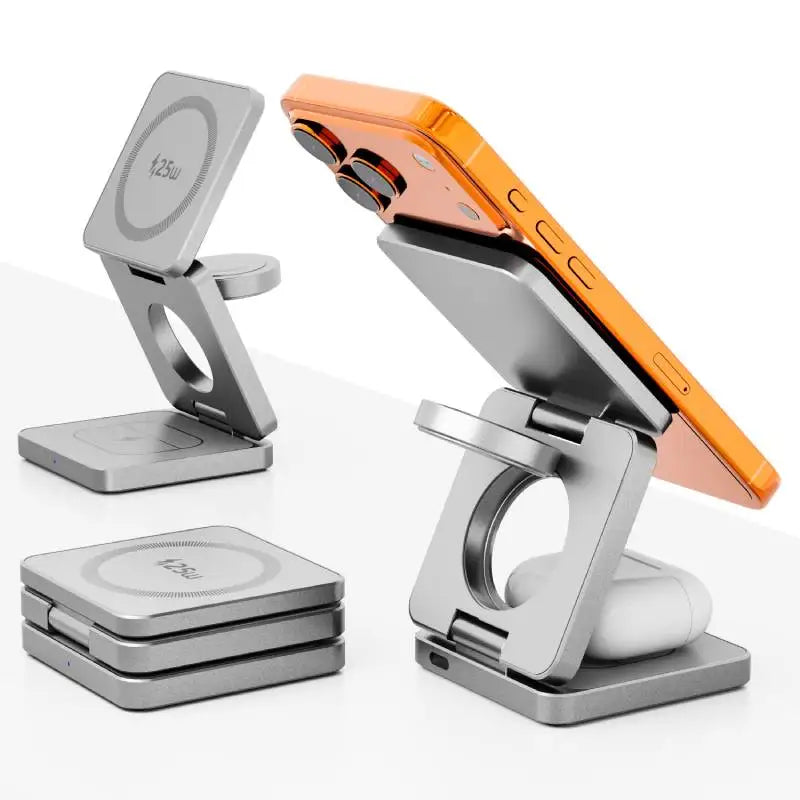 3 in 1 Qi2.2 25W Folding Wireless Charger For iPhone HUAWEI Samsung Portable Magnetic Wireless Phone Charging Station
