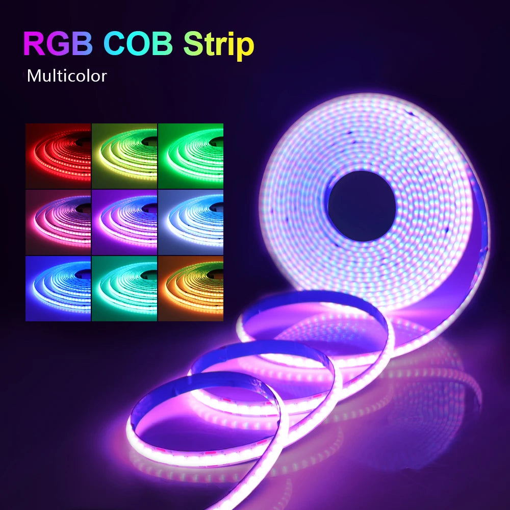 5V RGB COB LED Strip 576LEDs/m Bluetooh App IR Remote Control USB RGB LED Strip Flexible Tape for TV Backlight Room Decoration