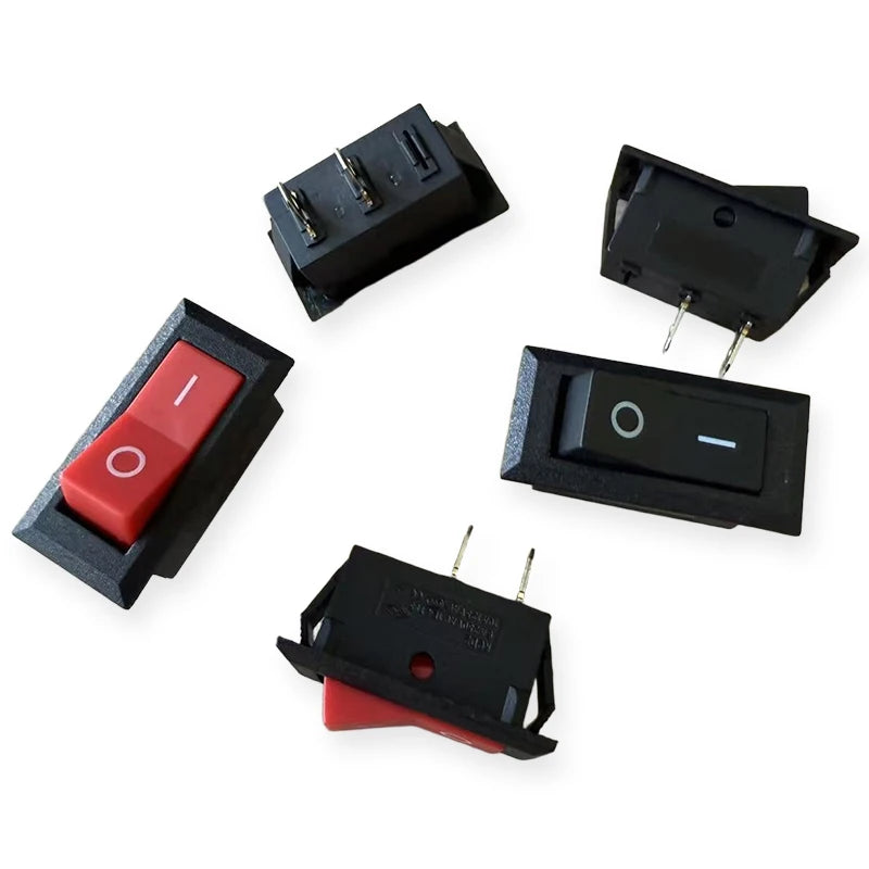 10PCS 16x32.5mm KCD2 Rocker Switch Hole 13.5x28.6mm Black/Red/Mixed 2-Pin 2-Gear 6A 250VAC/10A 125V AC Power Switch Accessories
