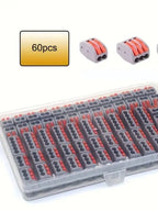 60Pcs Lever Wire Connectors Kit, Push-in Electrical Connectors Quick Connect 2/3/4/5 Conductor Combination, Termal Blocks