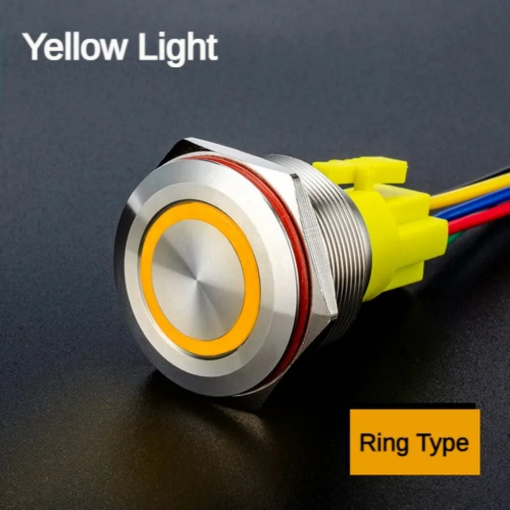 25MM30MM Metal Push Button Switches Power Symbol Waterproof LED Indicator Momentary Latching Start Stop Power On Off Switch
