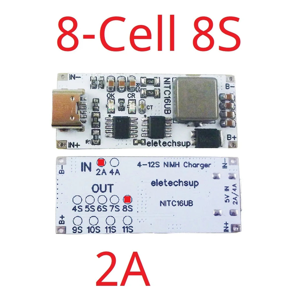 2A/4A 4-12 Cell NIMH Charger Module TYPE-C DC 5V Boost BMS CC/CV NiCd for 4.8V 6V 7.2V 8.4V 9.6V 10.8V 12V 13.2V 14.4V Battery