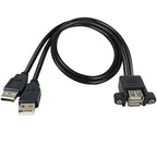 Motherboard 9-Pin to Dual Port USB 2.0 A Female With Ear Screw Hole Panel Data Extension Cable DuPont 2.0/2.54mm 9Pin Terminal