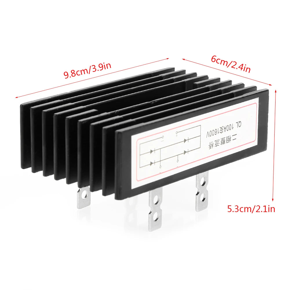 1Pcs Bridge Rectifier 100A 1600V Diode Bridge Rectifier 2-Phase Rectification High Power Black Bridge Rectifier