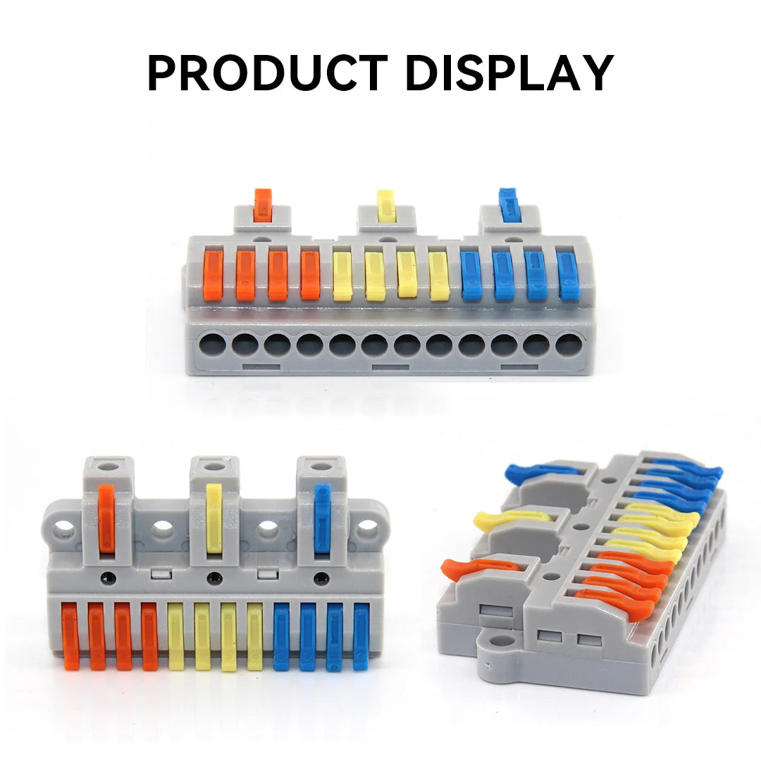5/10 PCS Universal Wiring Cable Connectors Push-in Can Combined Butt Home Terminal Block Multiple In Multiple Out with Fixing