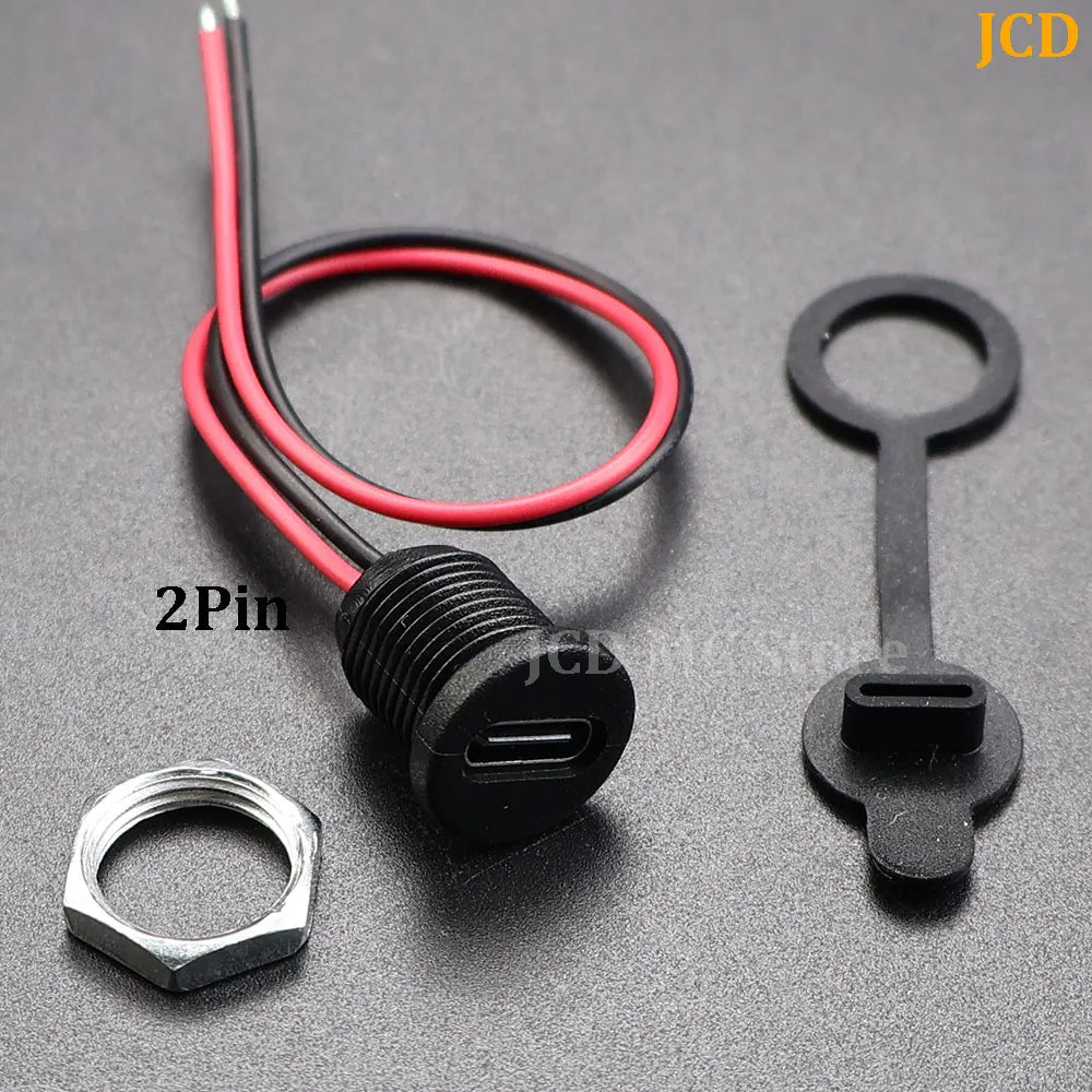USB-C 2P 4P High Current Charging Socket with PH2.0 Nut Snap Lock Plate USB TYPE-C Female Waterproof Connector Charging Interfac